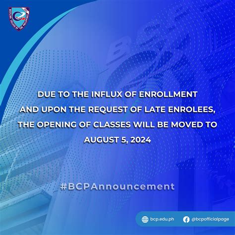 BCP Announcement: .